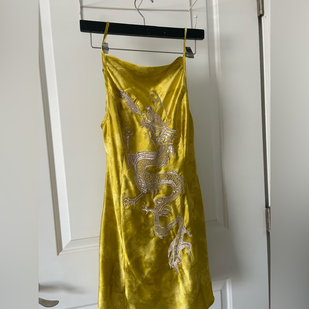 Urban Outfitters Yellow Satin Dress